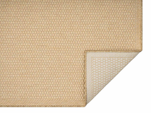 Outdoor Teppich Wetterfest in Sisal Bordüren Optik | Für Drinnen und Draußen | Terrasse Balkon Garten Wohnzimmer Badezimmer Küche | Beige